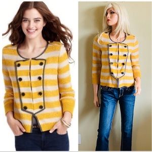 LOFT Mustard Striped Cardigan